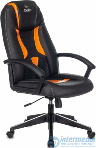 Кресло игровое  Zombie 8, макс.нагрузка 120 кг, регулировка высоты/наклона/жесткости, эко.кожа, черный/оранжевый  ID1583067