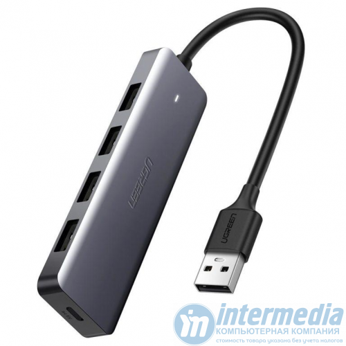 USB-HUB UGREEN CM219 (USB 3.0 - 4xUSB 3.0, 0.15м, серый) 50985