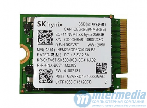 Диск SSD 256GB SK hynix BC711 M.2 2230 NVMe PCIe 3.0 x4 NVMe Read/Write up 2800/1400MB/s OEM[HFM256GD3GX013N]