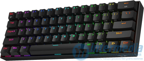 Клавиатура игровая беспроводная механическая Redragon Draconic Elite K530RGB-PRO (61 кл, BT 5.0, 3000mAh, Brown switch,RGB подсветка, черная)