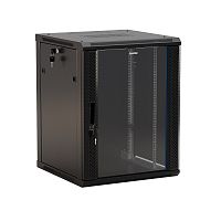 TWB-0945-GP-RAL9004 Hyperline Шкаф настенный 19-дюймовый (19"), 9U, 500x600х450мм, стеклянная дверь с перфорацией по бокам, ручка с замком, цвет черный (RAL 9004) (разобранный) шт - Интернет-магазин Intermedia.kg