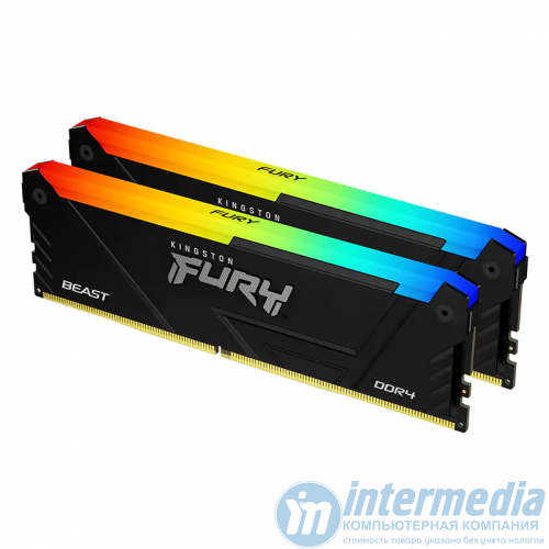 Оперативная память DDR4 32GB (2x16GB) PC-25600 (3200MHz) KINGSTON FURY BEAST RGB KF432C16BB12AK2/32