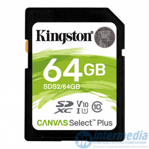 Карта памяти Secure Digital SDXC CL10 64GB KINGSTON Canvas Select Plus 100R C10 UHS-I U1 V10