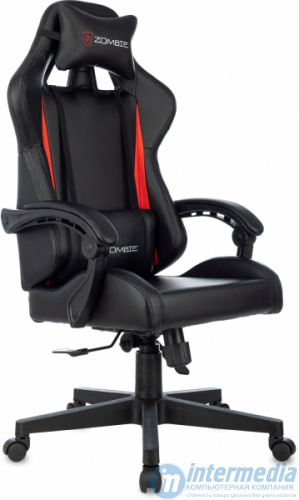 Кресло игровое  Zombie GAME TETRA. макс.нагрузка 120 кг, регулировка высоты/наклона/жесткости, эко.кожа, черный/красный с подголовником ID1933119