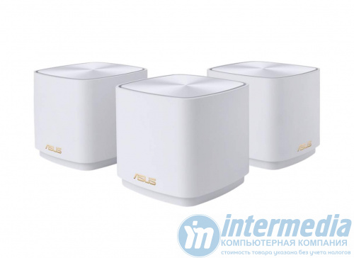Mesh Wi-Fi система ASUS XD4(W-3-PK) AX1800 Dual-Band, 1201Mb/s 5GHz+1300Mb/s 2.4GHz,2xLAN 1Gb/s, 2 antennas, Aimesh, ASUS Router APP, AIProtection