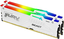 Оперативная память DDR5 32GB (2x16GB) PC-41600 (5200MHz) KINGSTON FURY BEAST WHITE RGB XMP KF552C40BWAK2-32