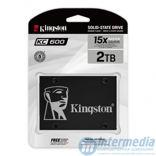 Диск SSD KINGSTON KC600 2TB 3D TLC NAND 550/520MB/s  2,5"" SATAIII