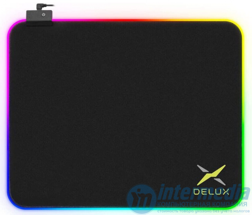 Коврик для мыши Delux GP-003 (445x335x3мм, ткань+каучук, противоскольз. основание, RGB-подсветка, 10 световых эффектов, кабель 1,8 м) black