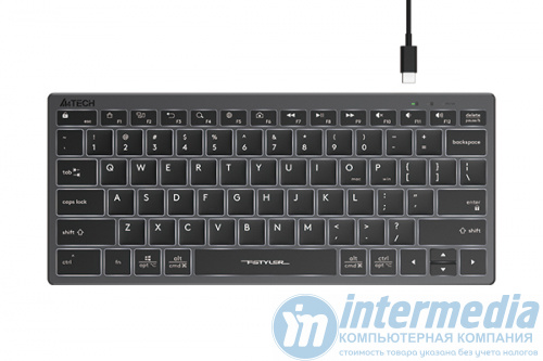 Клавиатура A4Tech Fstyler FX61-White LED USB, SLIM, серый корпус, White подсветка