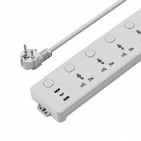 Удлинитель XO WL19 (EU) long row 5AC jack USB-A 1USB-C with independent switch (White) - Интернет-магазин Intermedia.kg