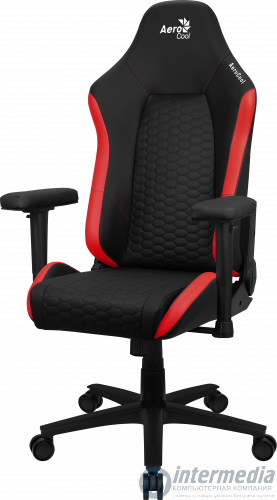 Игровое кресло AEROCOOL Crown PLUS BLACK&RED 4D Armrest 65mm wheels PVC Leather