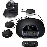 Веб камера для видеоконференций Logitech Group ConferenceCam + Expansion Mics 960-001060 Full HD, 1080p, View 90°, 10x Zoom, Speakerphone 360°, NFC, Mics, Bluetooth, пульт ДУ, USB 2.0, Black - Интернет-магазин Intermedia.kg