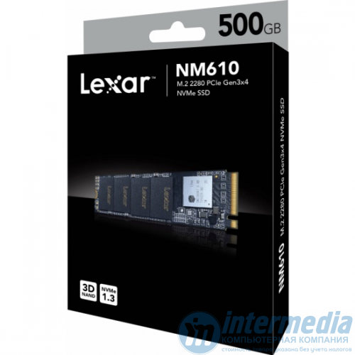 Диск SSD Lexar NM610 M.2 2280 PCIe 500GB Gen3x4 NVMe Read / Write: 2100/1600MB [LNM610-500RB]