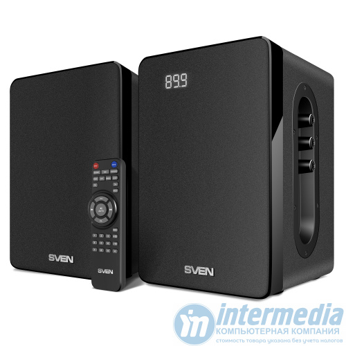 Колонки 2,0 SVEN SPS-710 Black RMS 40W (2?20W), Bluetooth,10m, MicroSD, USB. Пульт ДУ, AUX. FM, LED, 230V Power. дерево