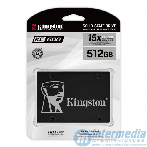 Диск SSD KINGSTON KC600 512GB 3D TLC NAND 550/520MB/s  2,5"" SATAIII