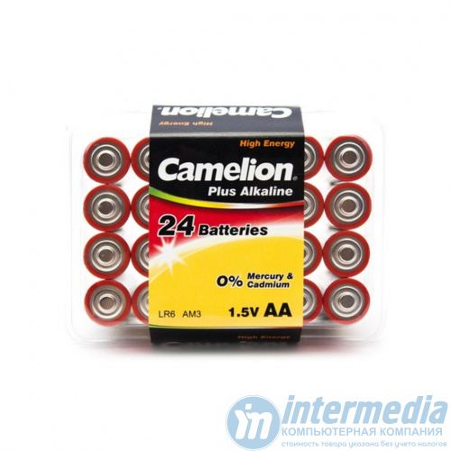 Батарейка CAMELION LR6-PB24, Plus Alkaline, AA, 1.5V, 2700 mAh, 24 шт., Пластиковый кейс