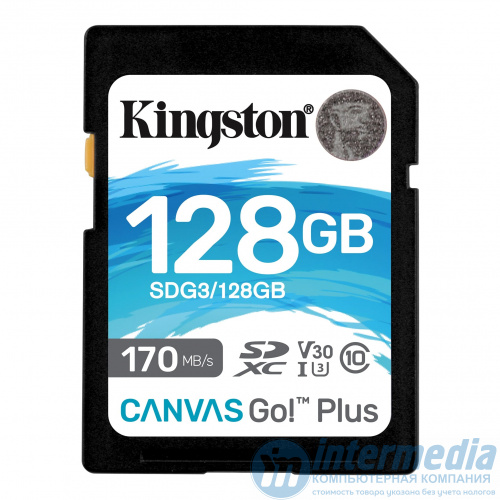Карта памяти Secure Digital SDXC CL10 128GB KINGSTON  Canvas Go Plus 170R C10 UHS-I U3 V30
