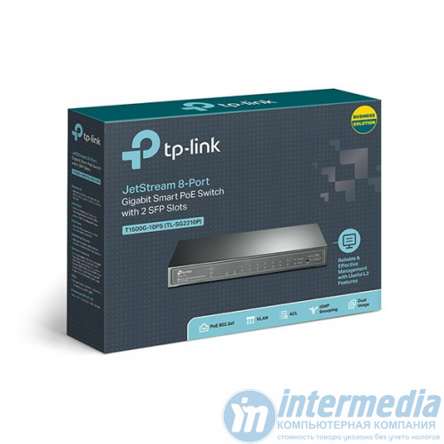 Коммутатор сетевой PoE TP-LINK TL-SG2210P(UN) (8x10/100/1000Mb/s+PoE, 2xGb/s SFP, 20Gb/s, Omada, 120W)