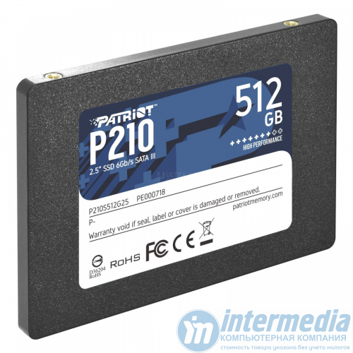 Диск SSD 512GB Patriot P210 2.5" SATA III TLC 3D, Read/Write up 520/430MB/s, 500