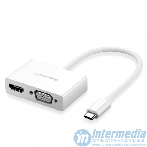 Переходник UGREEN MM123 USB Type C to HDMI + VGA Converter (White) 30843