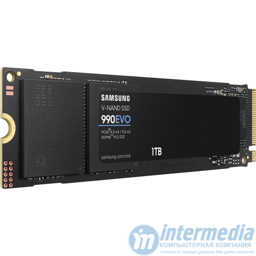 Диск SSD 1TB Samsung 990 EVO MZ-V9E1T0B/AM M.2 2280 PCIe 5.0 x2 NVMe 2.0, Read/Write up to 5000/4200MB/s, Box
