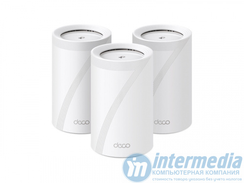 Mesh Wi-Fi система TP-LINK Deco BE65(3-PK) BE11000 Dual-Band,5760Mb/s 6GHz+4320Mb/s 5GHz+574Mb/s 2.4GHz,4xWAN/LAN 2.5Gb/s,4 antenna,MU-MIMO