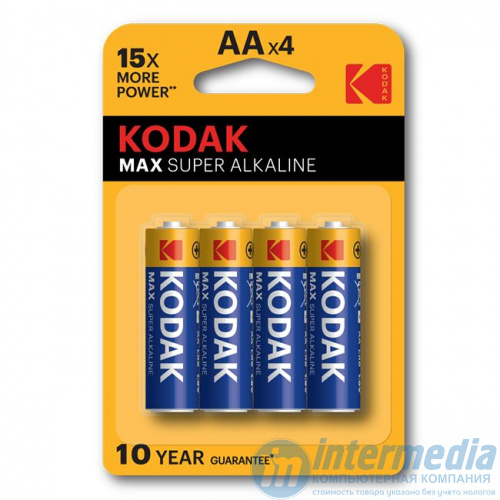 Батарейка Kodak MAX LR6-4BL AA (блистер 4 шт)