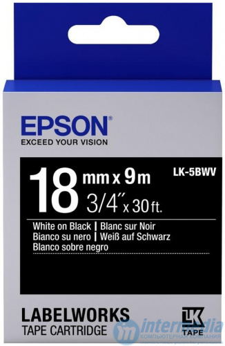 Лента Epson C53S626412 LC-5BWV9 (Цвет ленты - черный, цвет текста - белый, ширина 18мм, длина 9м)