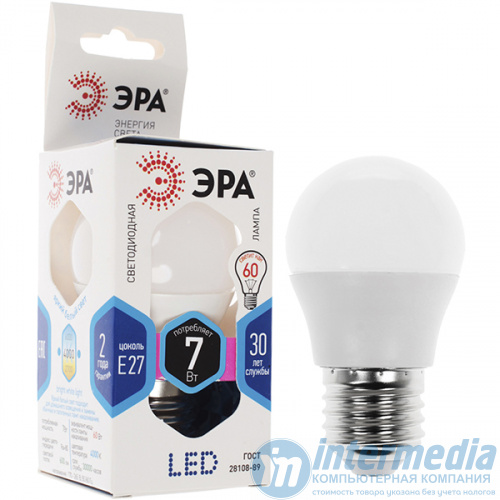 Лампа ЭРА STD LED P45-7W-840-E27