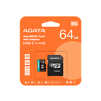 Карта памяти micro Secure Digital Card (Trans Flash) 64GB HC10 U3 V30S Adata AUSDX64GUI3V30SA2 + SD adapter - Интернет-магазин Intermedia.kg