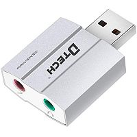 Звуковая карта DTECH DT-6006 (USB 2.0 - TRRS 3.5мм), silver - Интернет-магазин Intermedia.kg