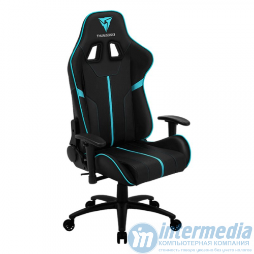 Игровое кресло ThunderX3 BC3 BLACK&CYAN 65mm wheels PVC Leather
