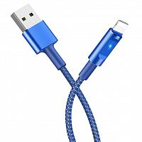 HOCO cable U47 Essence core USB-Lightning для передачи данных и зарядки, интеллектуальное отключение питания, 2.4А, 1.2m, blue - Интернет-магазин Intermedia.kg