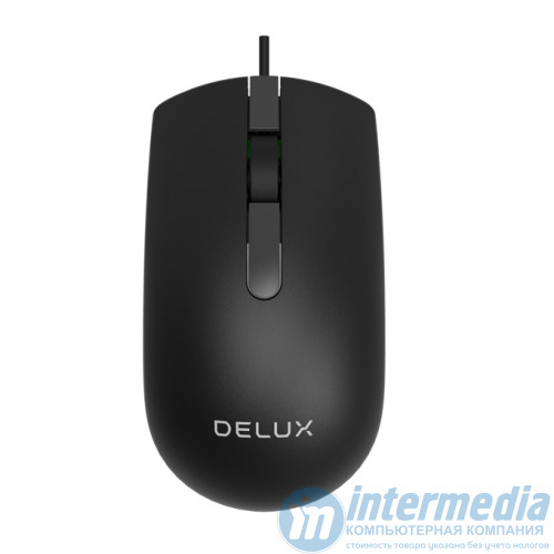 Мышь проводная Delux M322BU USB, оптическая, DPI:max1000, 3 кнопки, черный
