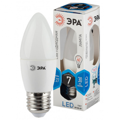 Лампа ЭРА LED B35-7w-840-E27-clear (7Вт.560лм. 4000к) 2года гарантии