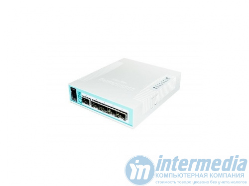CRS106-1C-5S Cloud Router Switch MikroTik 6-ти портовый оптический коммутатор  3-го уровня (Layer 3). 5xSFP ports, 1xSFP/RJ45 Gigabit port, 1xRJ45 Console port. Процессор QCA8511 400 MHz, ОЗУ 128 MB,