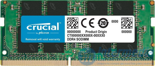 Оперативная память для ноутбука DDR4 SODIMM 32GB CT32G4SFD832A] Crucial 3200Mhz (PC4-25600) CL22 Unbuffered 260pin Single Ranked