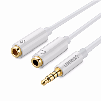 Аудиокабель UGREEN AV141 3.5mm male to 2 Female Audio Cable ABS Case, White - Интернет-магазин Intermedia.kg