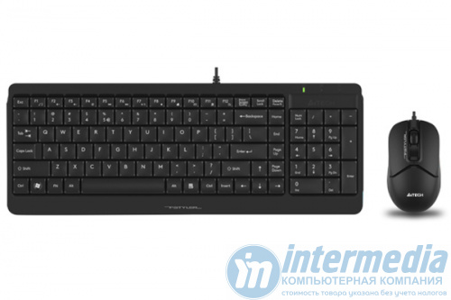 Клавиатура + Мышь A4tech Fstyler F1512S Black оптическая мышь, 1200dpi, 3btn, клавиатура проводная, 1.5м, USB