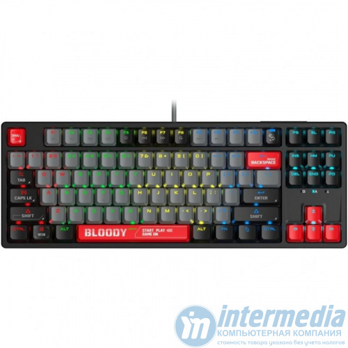 Клавиатура A4Tech BLOODY S87 COMPACT ENERGY RED GAMING MECHANICAL BLMS RED SWITCH RGB KEYBOARD USB US+RUS