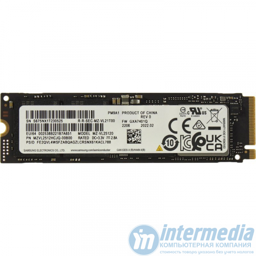 Диск SSD 512GB Samsung PM9A1 MZ-VL25120 M.2 2280 PCIe 1.3 NVMe 4.0 x4, Read/Write up to 6900/5000MB/s, OEM