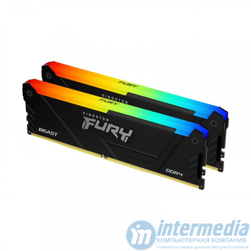 Оперативная память DDR4 16GB (2x8GB) PC-25600 (3200MHz) KINGSTON FURY BEAST KIT RGB KF432C16BB2AK2/16