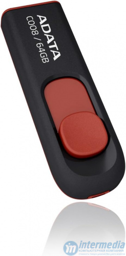 Флеш карта 64GB USB 2.0 A-DATA C008 BLACK/RED