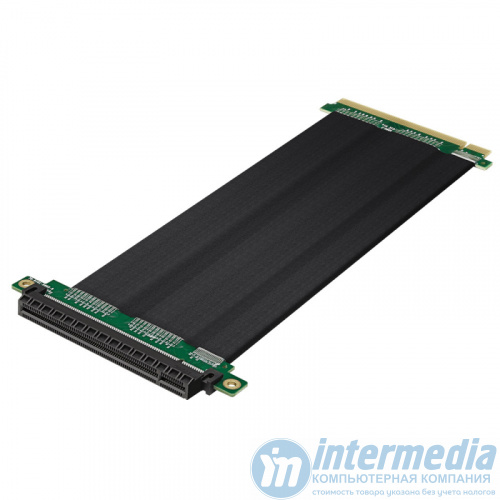 Райзер-шлейф RISER PCI-E 16x to 16x black (для видеокарт, правый, термостойкий,260mm)