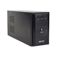 ИБП SVC V-500-L-LCD, Мощность 500ВА/300Вт, Диапазон работы AVR: 165-275В, AVR в режиме Booster: 138-292В, Бат.: 12В/4.5 Ач*1шт., 3 вых.: 2 Shuko CEE7+1 IEC C13 (Bypass), Чёрный - Интернет-магазин Intermedia.kg