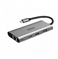 Переходник Хаб Wiwu Alpha A11312H 11 in 1, Type C to x3 USB, x2 HDMI, vga, LAN, Type-C - Интернет-магазин Intermedia.kg