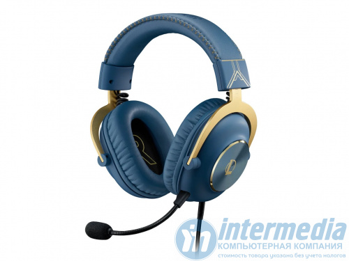 Наушники Logitech G PRO X Gaming Headset League of Legends Edition с микрофоном, 20-20000Гц, 32Ом, 106дБ, кабель 2м, jack 3.5 [981-001106]