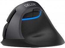 Беспроводная мышь вертикальная Delux M618C USB, оптическая, DPI:max1600, 6 кнопок, RGB LED подсветка, черный - Интернет-магазин Intermedia.kg