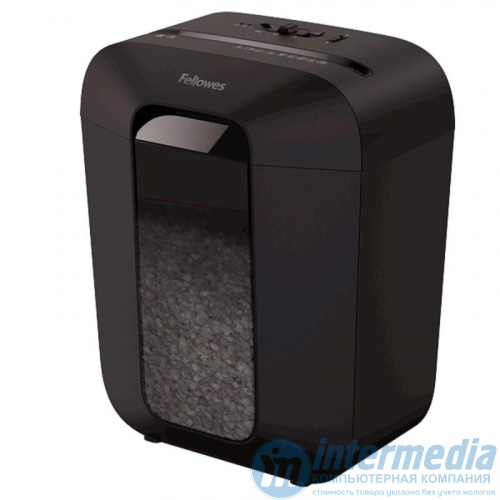 Шредер Fellowes POWERSHRED LX25M Уровень секретности P-4, Фрагмент 4х12 мм, Подача 5(30) лист, Ёмкость корзины 11,5 л, Уничтожение скоб, скрепок, пл. карт, Чёрный