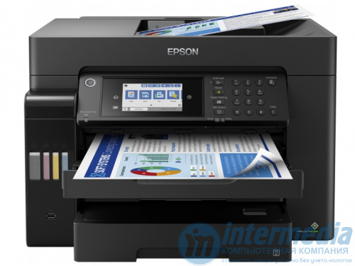 МФУ Epson L15168 (Printer-copier-scaner,Fax A3+, 25/25ppm (Black/Color), 64-256g/m2, 4800x1200dpi, 1200x2400 scaner, USB,Wi-Fi),чернила 009,полный аналог L15160)